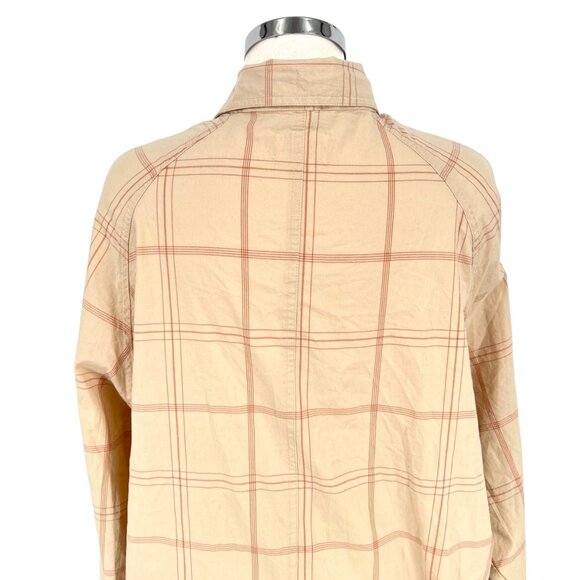 Jackson Rowe Beau Plaid Button-Up Oversized Shirt Dress Beige Size Medium NWOT - Picture 6 of 13